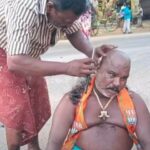 தமிழகத்தில் பாஜக மண்கவ்வியதால் நிர்வாகி மொட்டையடிப்பு