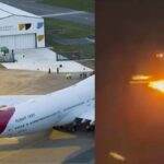 பறவைகள் மோதியதால் நடுவானில் தீப்பிடித்த விமானம்!