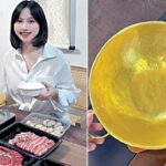 ஒரு கிலோ தங்க தாச்சியில் சமையல் செய்யும் சீன பெண்