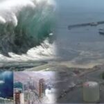 பல அடி உயரத்துக்கு எழுந்த சுனாமி அலைகள்!