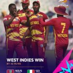 மேற்கிந்திய தீவுகள் அணி 42 ஓட்டங்களால் வெற்றி