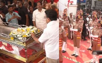 நல்லகண்ணு உடலுக்கு 72 குண்டுகள் முழங்க தமிழக அரசு மரியாதை!