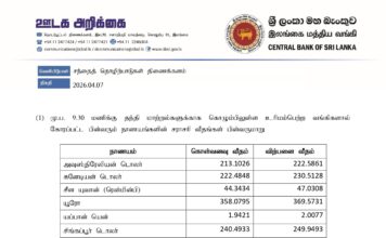 இன்றைய (07.04.2026) நாணய மாற்று விகிதம்