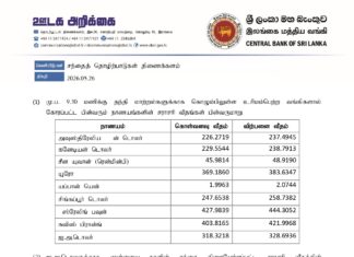 இன்றைய (26.05.2026) நாணய மாற்று விகிதம்