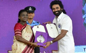 தேசிய விருதைப் பெற்றார் நடிகர் தனுஷ்