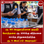 ரூ. 80 பெறுமதியான குடிநீர் போத்தலை ரூ. 100க்கு விற்பனை செய்த நிறுவனத்திற்கு ரூ. 5 இலட்சம் அபராதம்